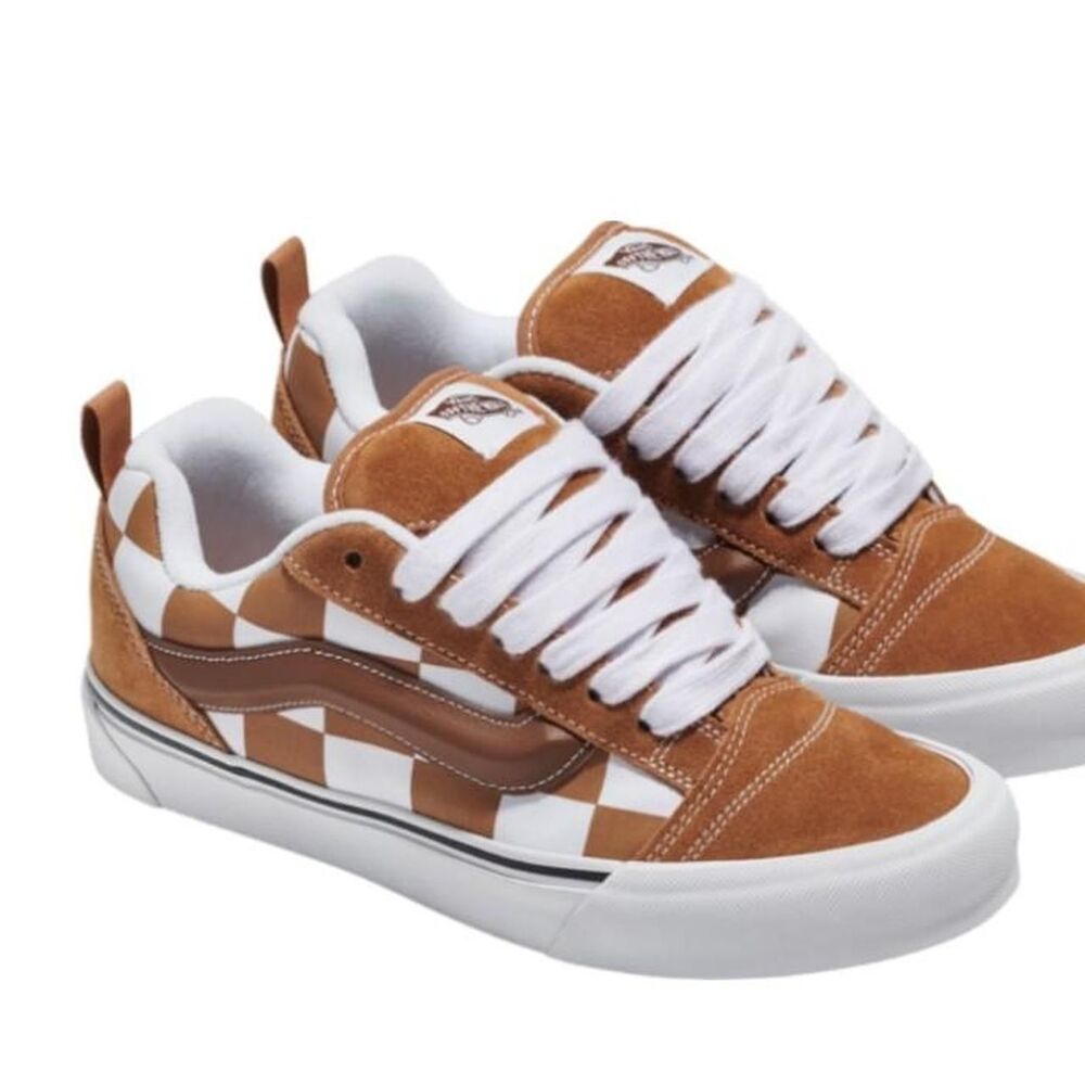 Vans Knu Skool Mega Check Brown Skate Shoes Men's Size 8.5 NEW!